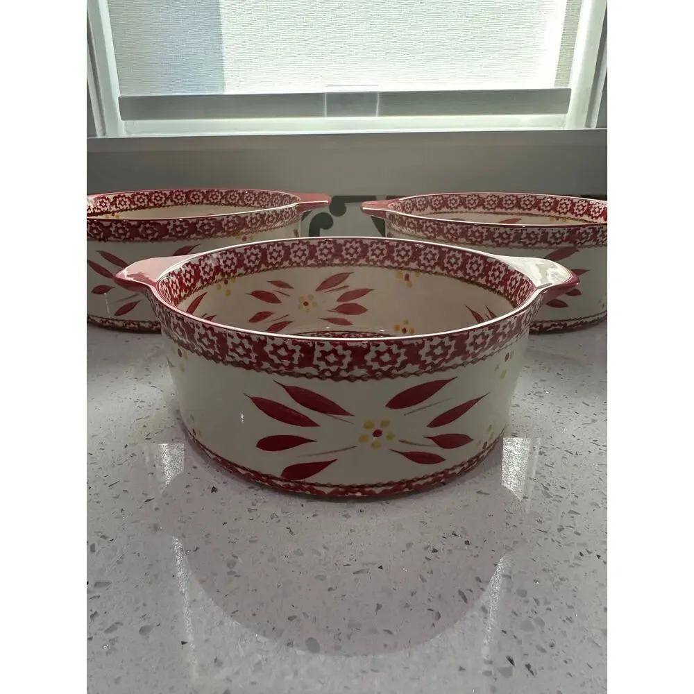 Set of 3 Temptations Tara Old World Orange Round 1.5, 2 and 2.5 Quart Casserole